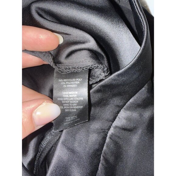 Caroline Constas Black Satin Wide Leg Pants Small (READ) Rise Pockets 1B - Picture 15 of 16